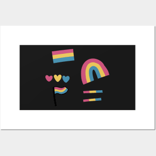 pansexual flag rainbow hearts sticker pack lgbtq Posters and Art